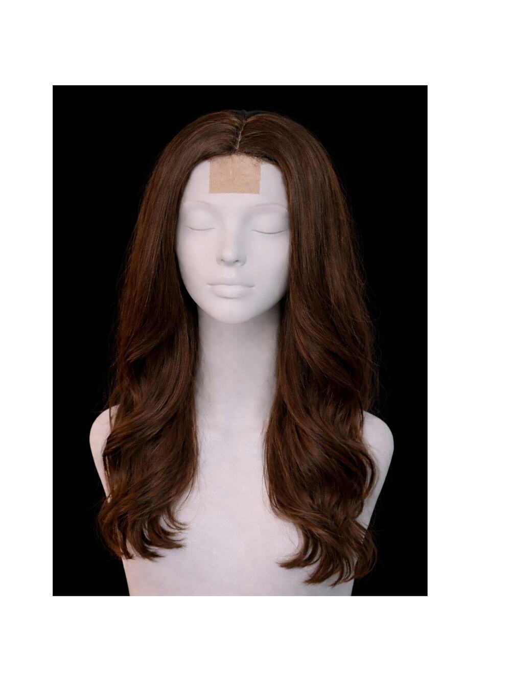 New Brown Wavy Synthetic Lace Front Wig Center Part Approx 20"